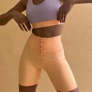 NEW Revolve WeWoreWhat Lace Up Biker Short Orange XS